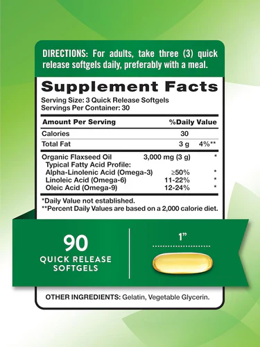 Flaxseed Oil 3000 mg with 1500 mg of Omega 3 - Image 3